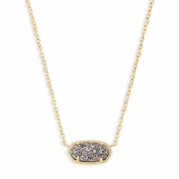 Kendra Scott / Elisa Gold Pendant Necklace in Platinum Drusy - Picture 1 of 3
